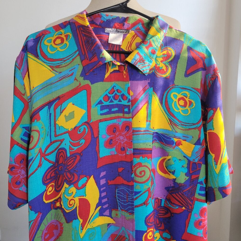 C.M. Shapes Colorful Vintage Shirt (Size: 2X)